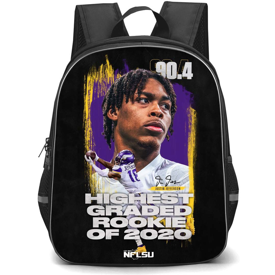 NFL Justin Jefferson Backpack StudentPack - Justin Jefferson 18 Minnesota Viking Highest Granded Rookie Of 2020 Poster
