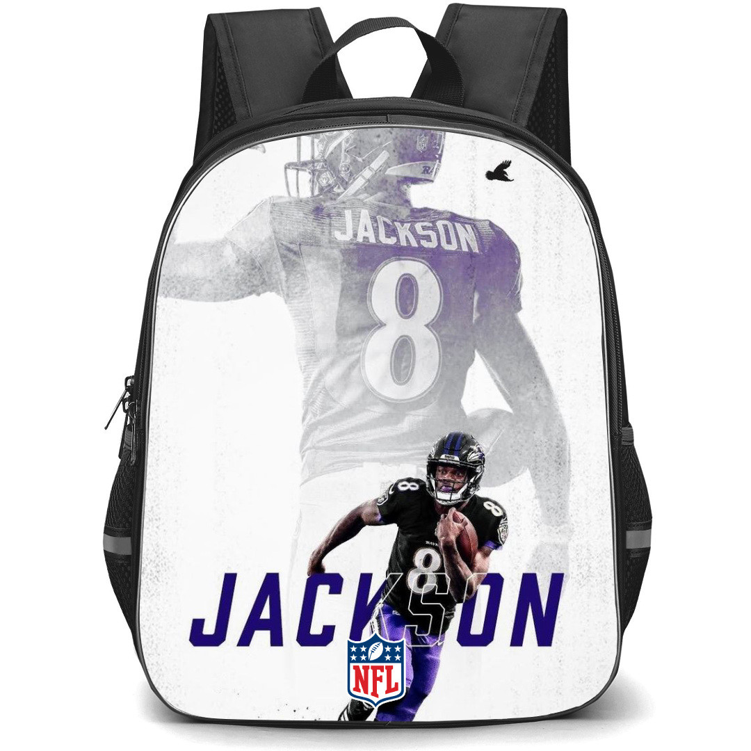 NFL Lamar Jackson Backpack StudentPack - Lamar Jackson Baltimore Ravens Lets Get Some Action Poster