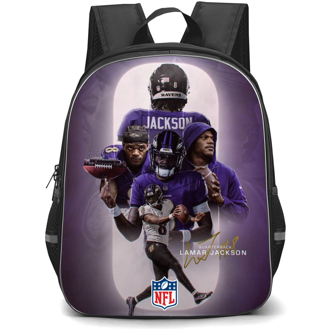NFL Lamar Jackson Backpack StudentPack - Lamar Jackson Baltimore Ravens Quarterback Purple Poster