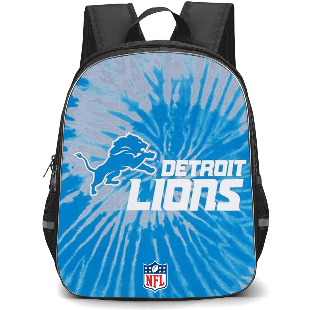 NFL Detroit Lions Backpack StudentPack - Detroit Lions Logo On Blue And White Tie Dye Background