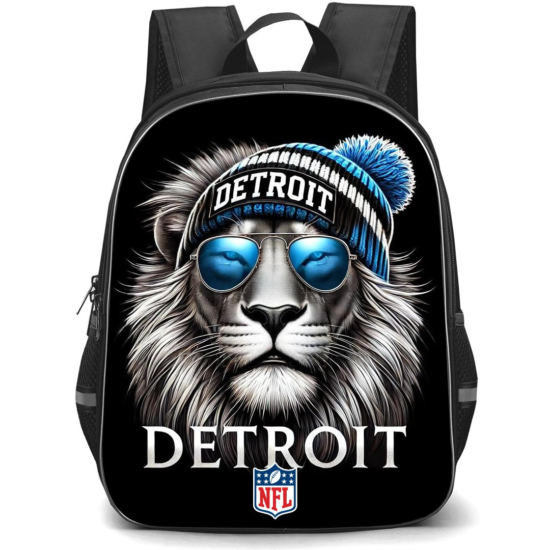 NFL Detroit Lions Backpack StudentPack - Detroit Lions Grayscale Avatar On Black Background