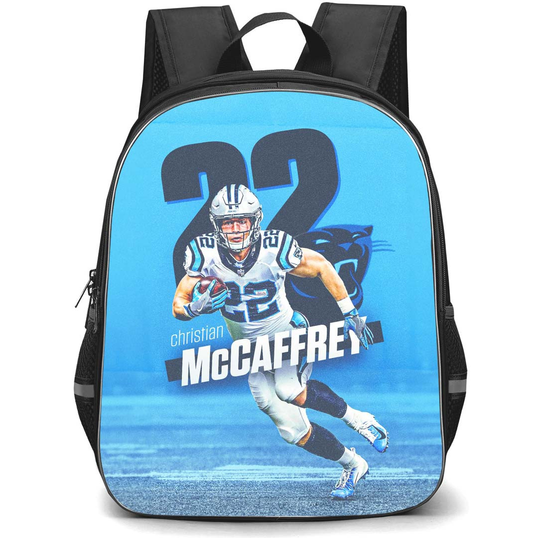 NFL Christian Mccaffrey Backpack StudentPack - Christian Mccaffrey 22 Carolina Panthers Rushing Play Poster