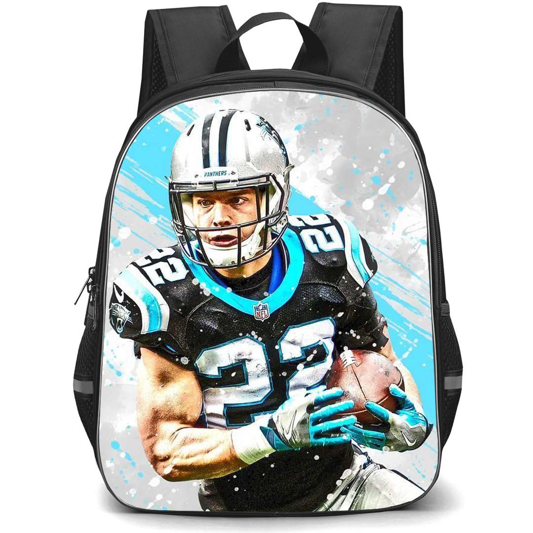 NFL Christian Mccaffrey Backpack StudentPack - Christian Mccaffrey 22 Carolina Panthers Rushing Play On Graphic Art