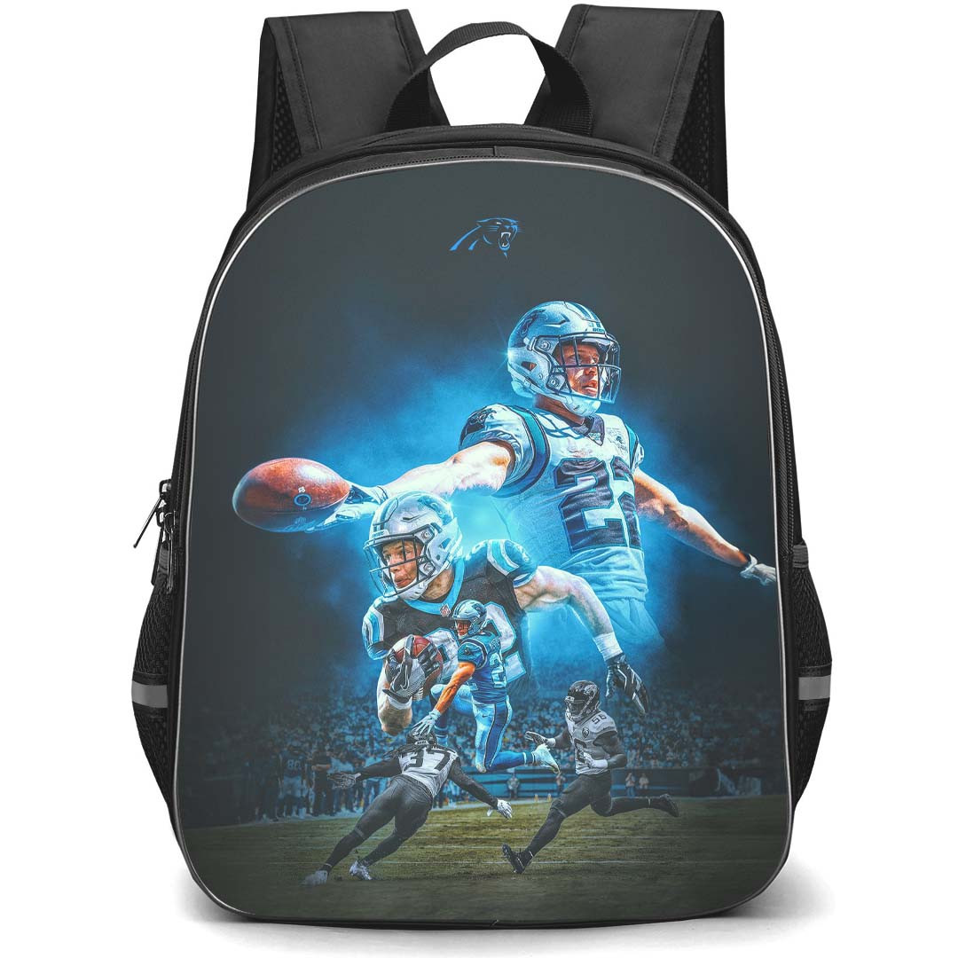 NFL Christian Mccaffrey Backpack StudentPack - Christian Mccaffrey Carolina Panthers Leaping Play Poster