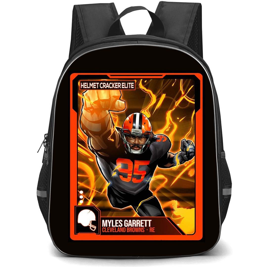 NFL Myles Garrett Backpack StudentPack - Myles Garrett 95 Cleveland Browns Helmet Cracker Elite Illustration Art