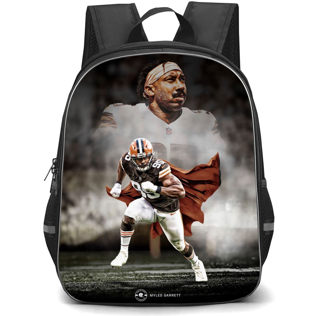 NFL Myles Garrett Backpack StudentPack - Myles Garrett 95 Cleveland Browns Running Poster