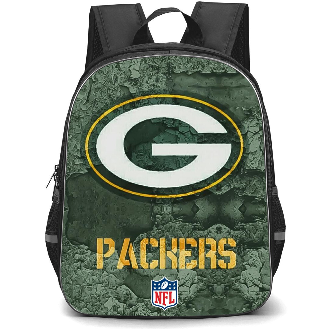 NFL Green Bay Packers Backpack StudentPack - Green Bay Packers Logo On Lichen Pattern Background