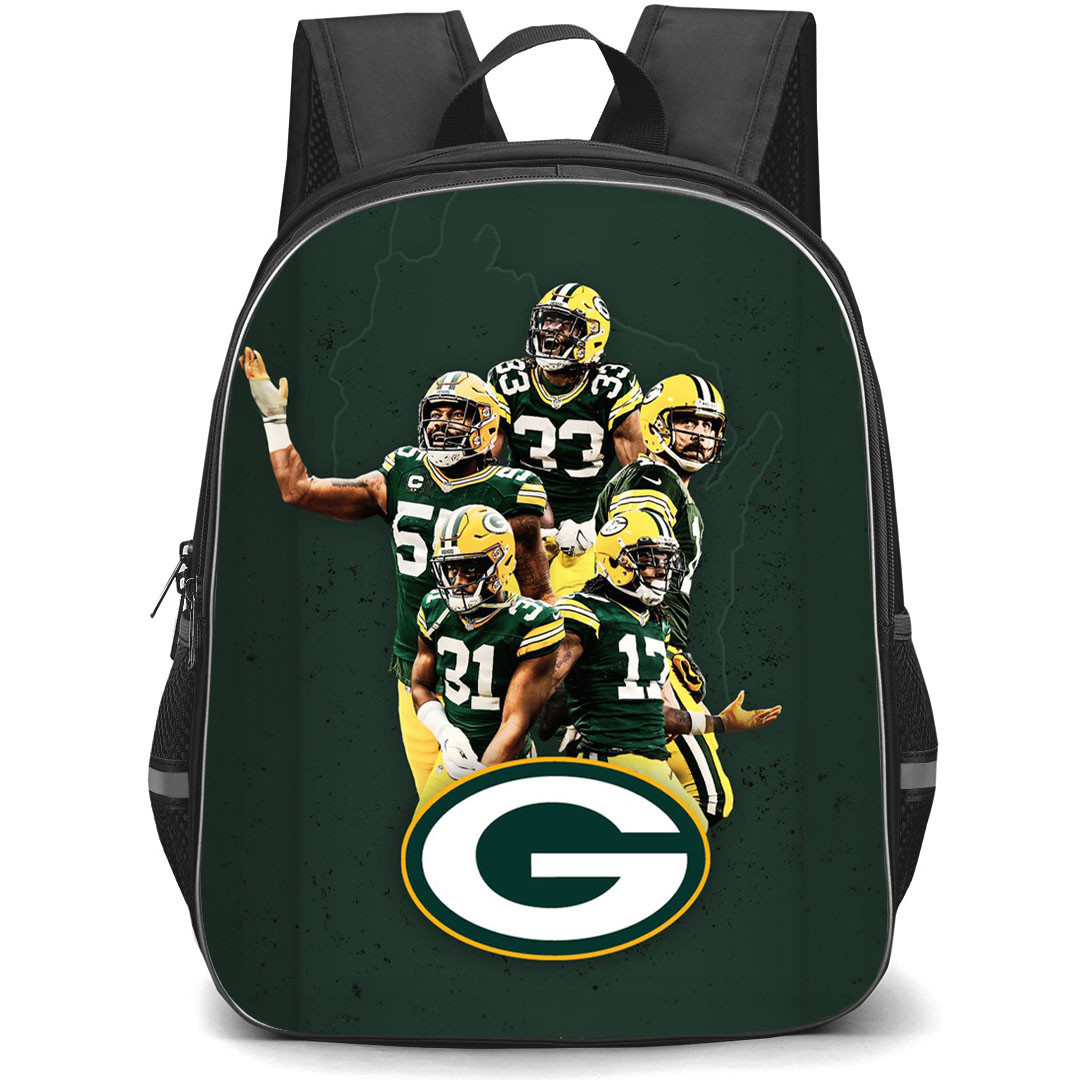 NFL Green Bay Packers Backpack StudentPack - Green Bay Packers Players Candid On Green Background