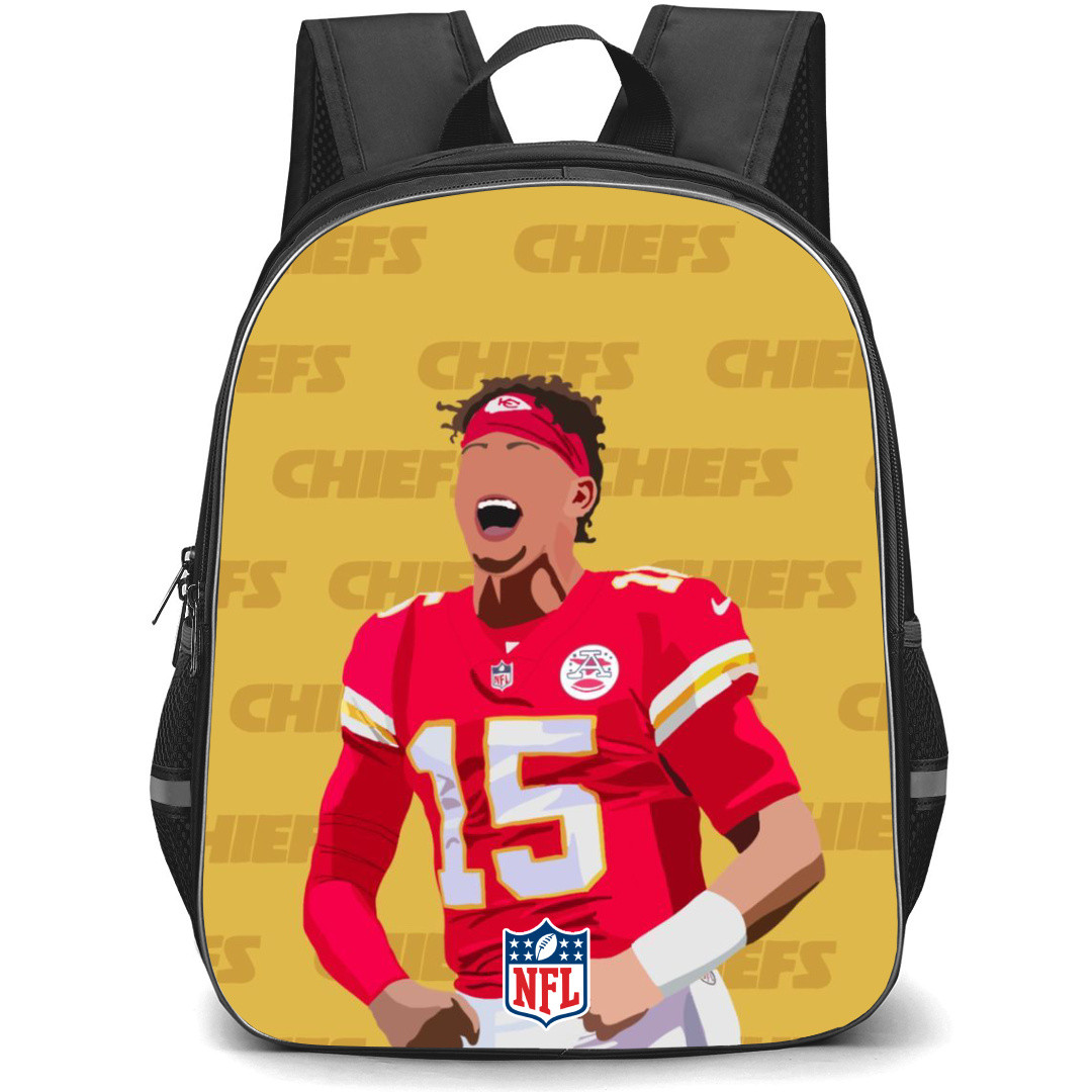 NFL Patrick Mahomes Backpack StudentPack - Patrick Mahomes 15 Faceless Minimalist Illustration Art On Golden Background