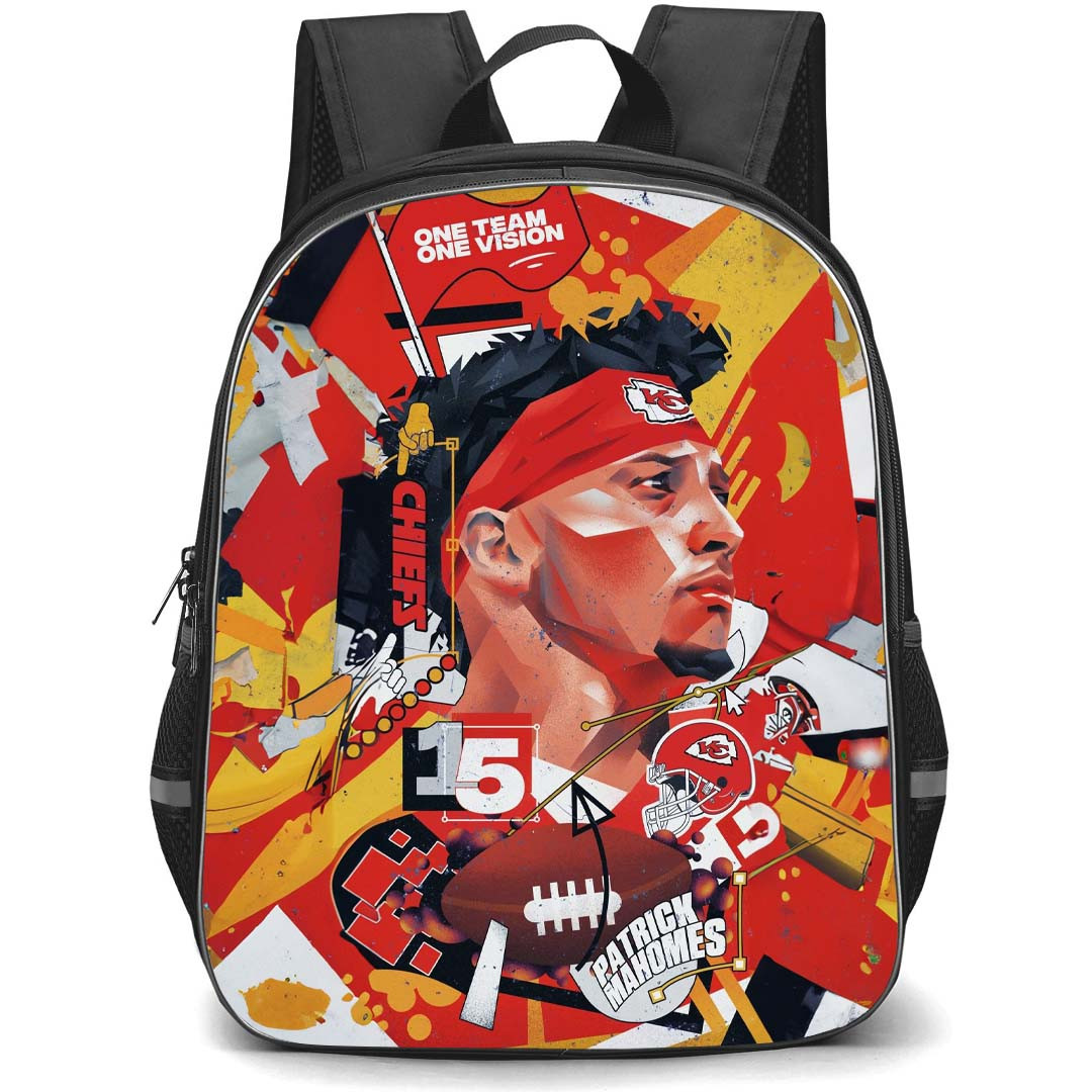 NFL Patrick Mahomes Backpack StudentPack - Patrick Mahomes Kansas City Chiefs Side Portrait Wpap Graphic Art