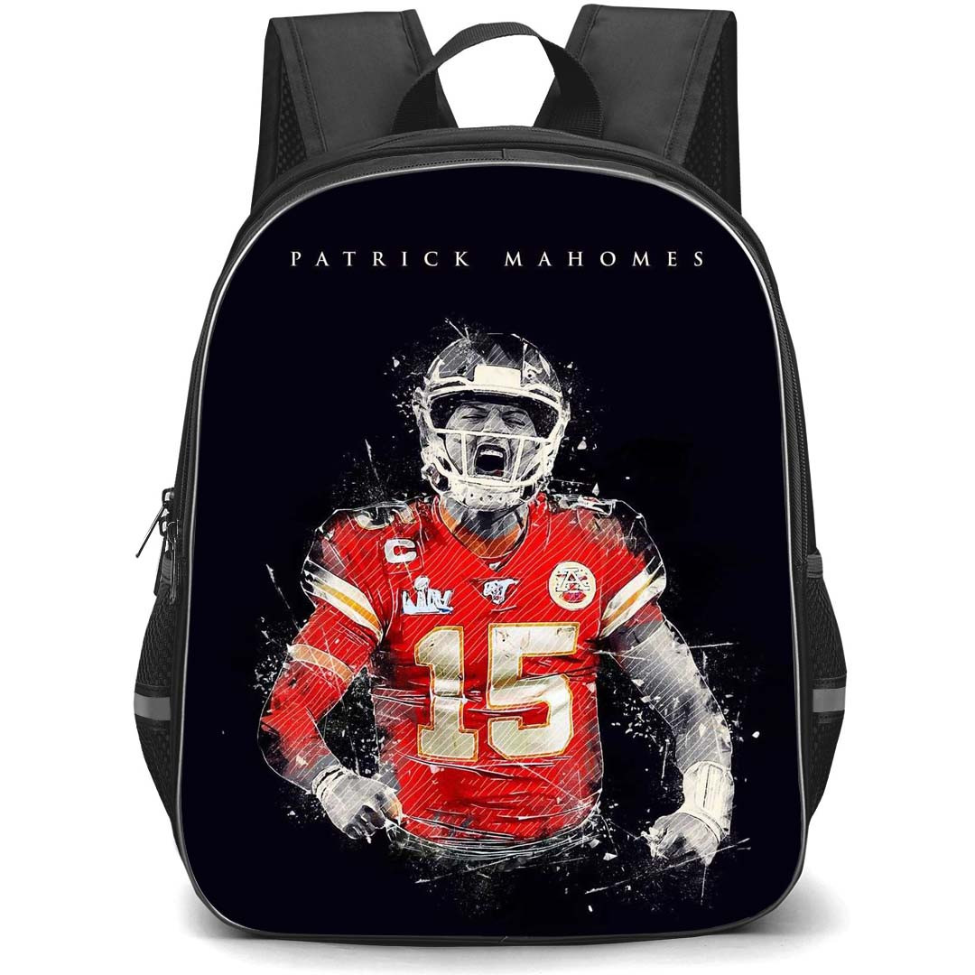 NFL Patrick Mahomes Backpack StudentPack - Patrick Mahomes Kansas City Chiefs Shouting Art On Black Background
