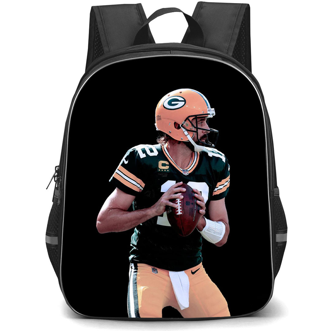 NFL Aaron Rodgers Backpack StudentPack - Aaron Rodgers Holding Ball Side Candid