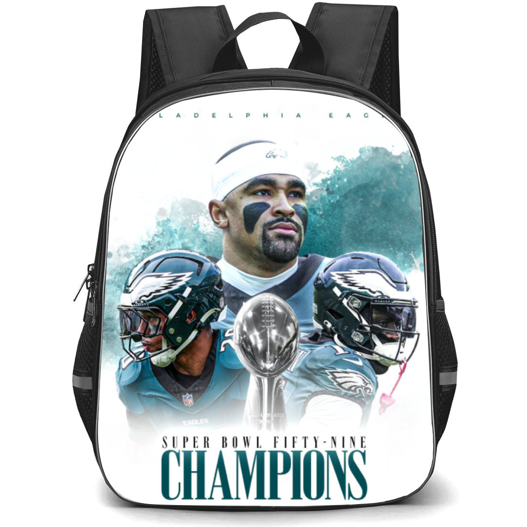 NFL Super Bowl 2025 Backpack StudentPack - Super Bowl 2025 Philadelphia Eagles 59th Champions Watercolor Background