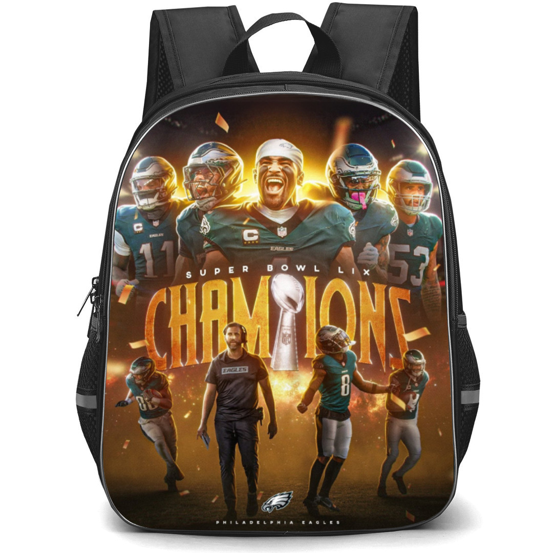 NFL Super Bowl 2025 Backpack StudentPack - Super Bowl 2025 Philadelphia Eagles Champions Golden Light Background
