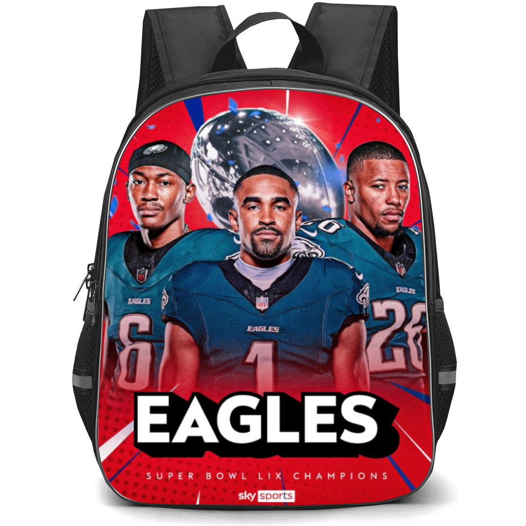 NFL Super Bowl 2025 Backpack StudentPack - Super Bowl 2025 Philadelphia Eagles Players Portrait Red Background