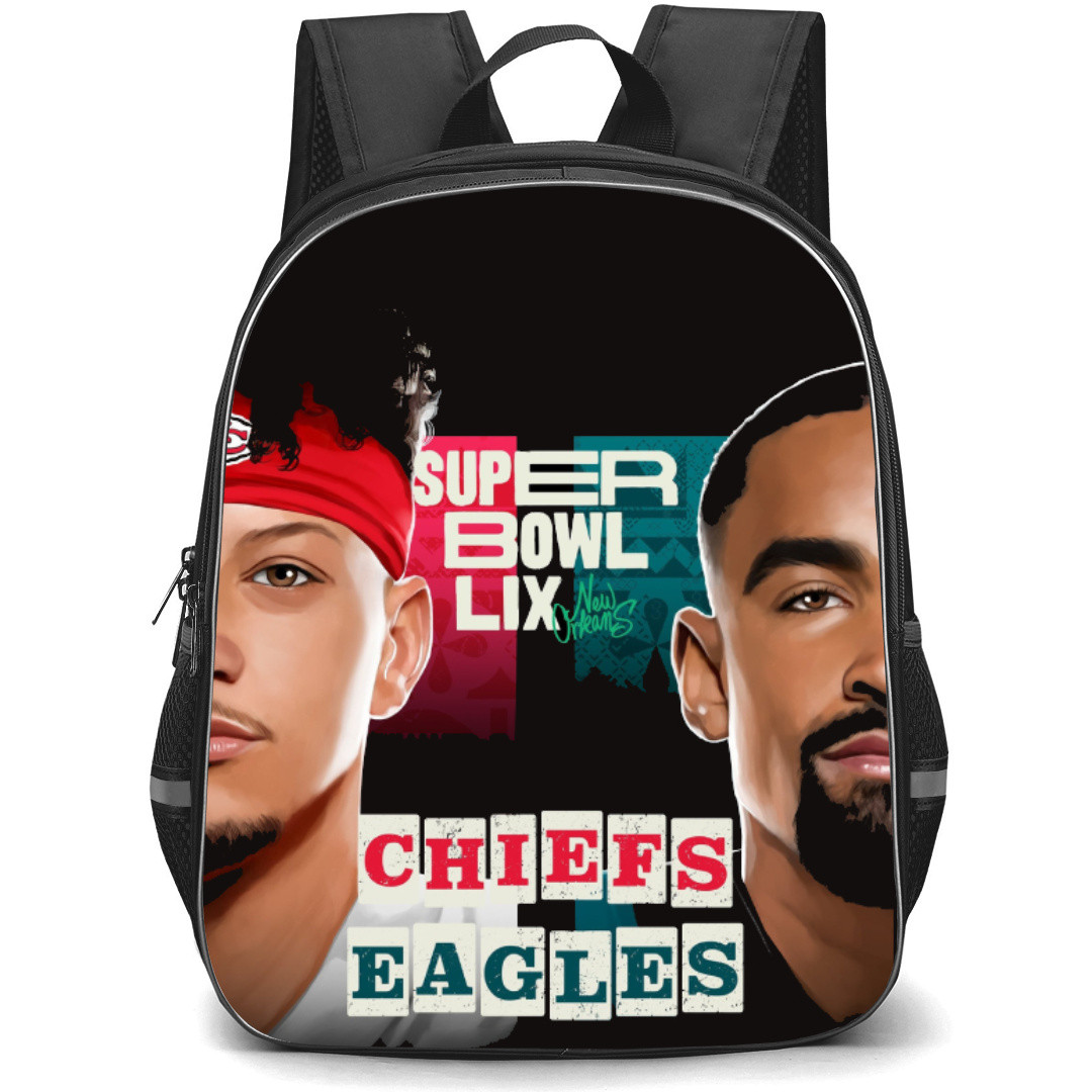 NFL Super Bowl 2025 Backpack StudentPack - Super Bowl 2025 Patrick Mahomes Jalen Hurts Face Off