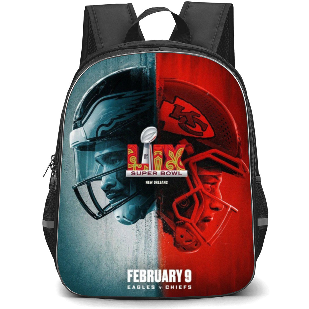 NFL Super Bowl 2025 Backpack StudentPack - Super Bowl 2025 Patrick Mahomes Jalen Hurts Side Portrait