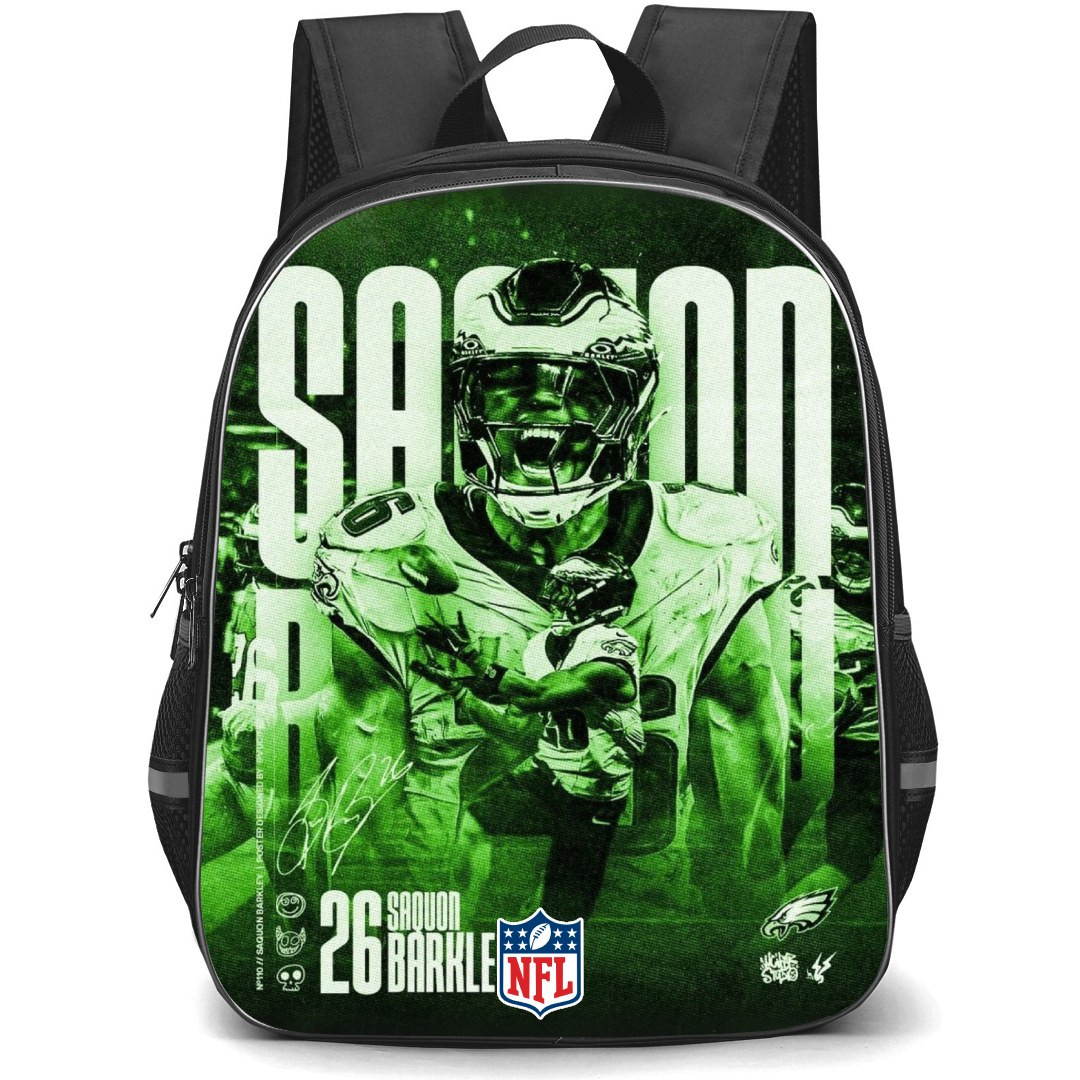 NFL Saquon Barkley Backpack StudentPack - Saquon Barkley 26 Philadelphia Eagles Green Effect Poster