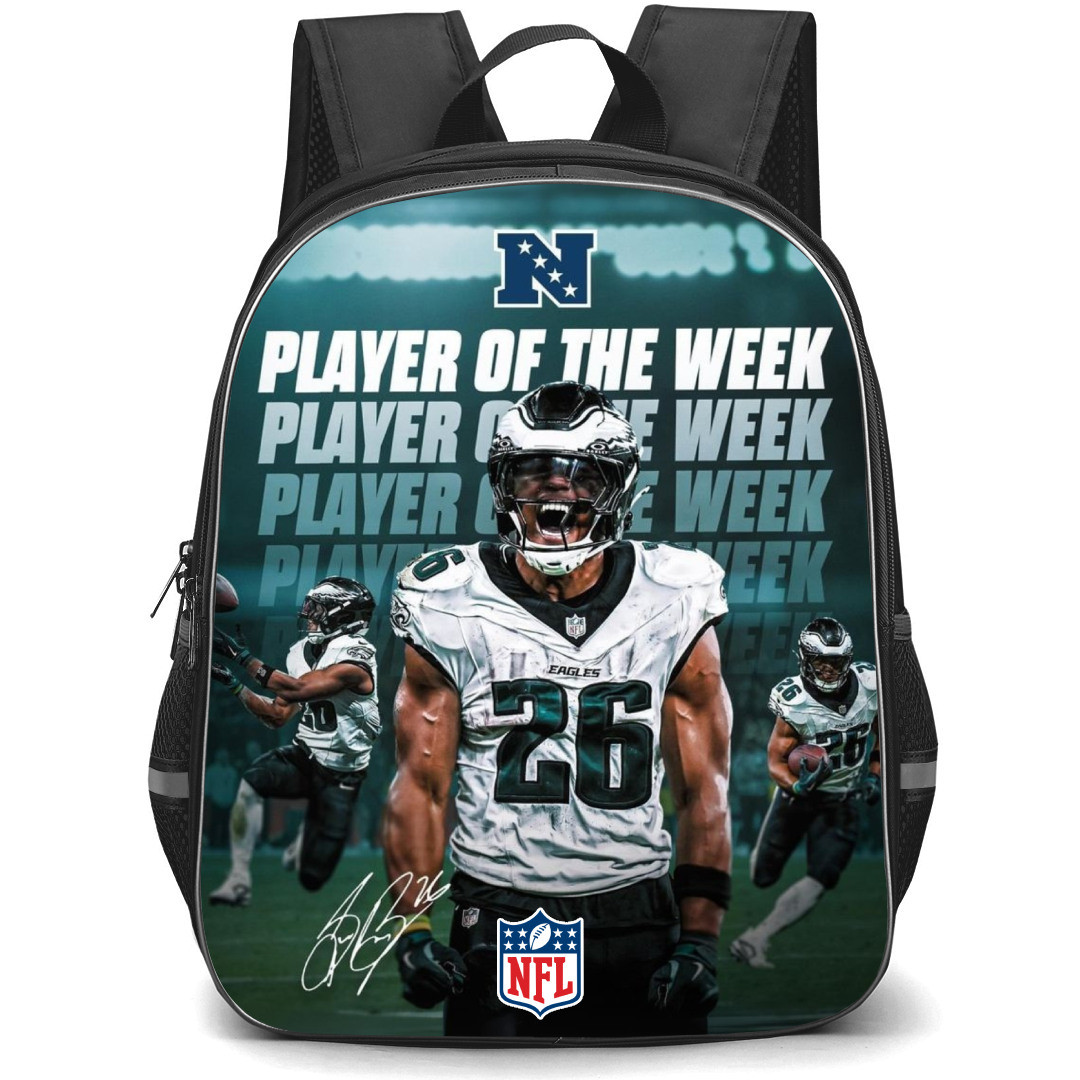 NFL Saquon Barkley Backpack StudentPack - Saquon Barkley 26 Philadelphia Eagles Player Of The Week Poster