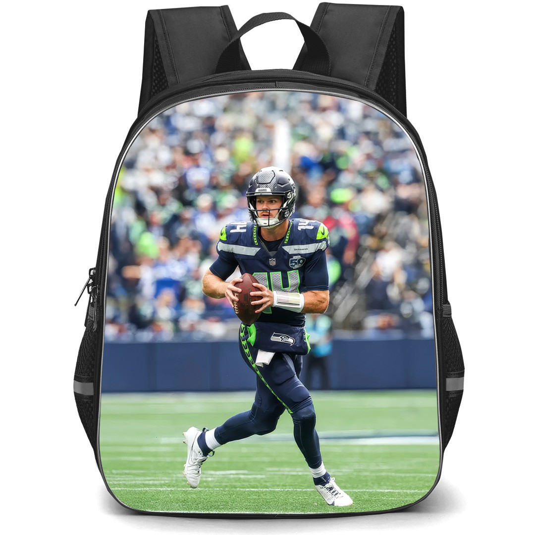 NFL Seattle Seahawks Backpack School Bag StudentPack - Seattle Seahawks Kenneth Walker III Holding Football on the Field