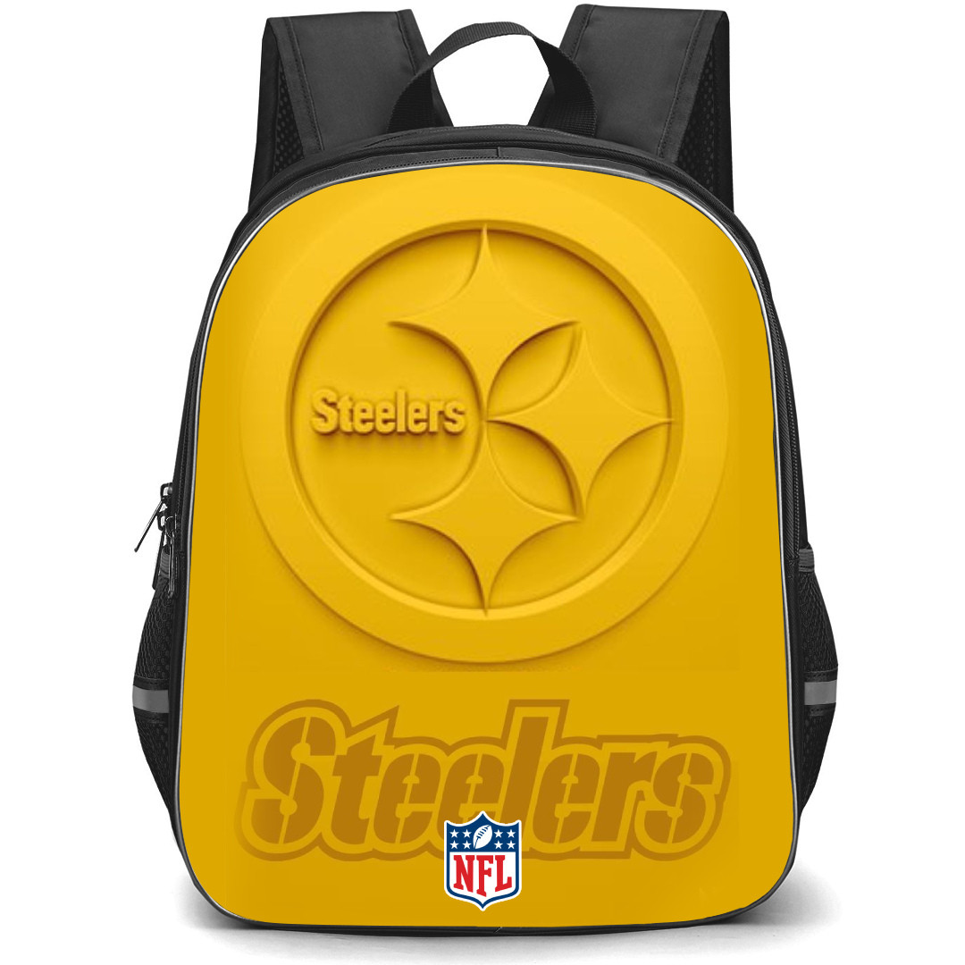 NFL Pittsburgh Steelers Backpack StudentPack - Pittsburgh Steelers 3D Logo Yellow Background
