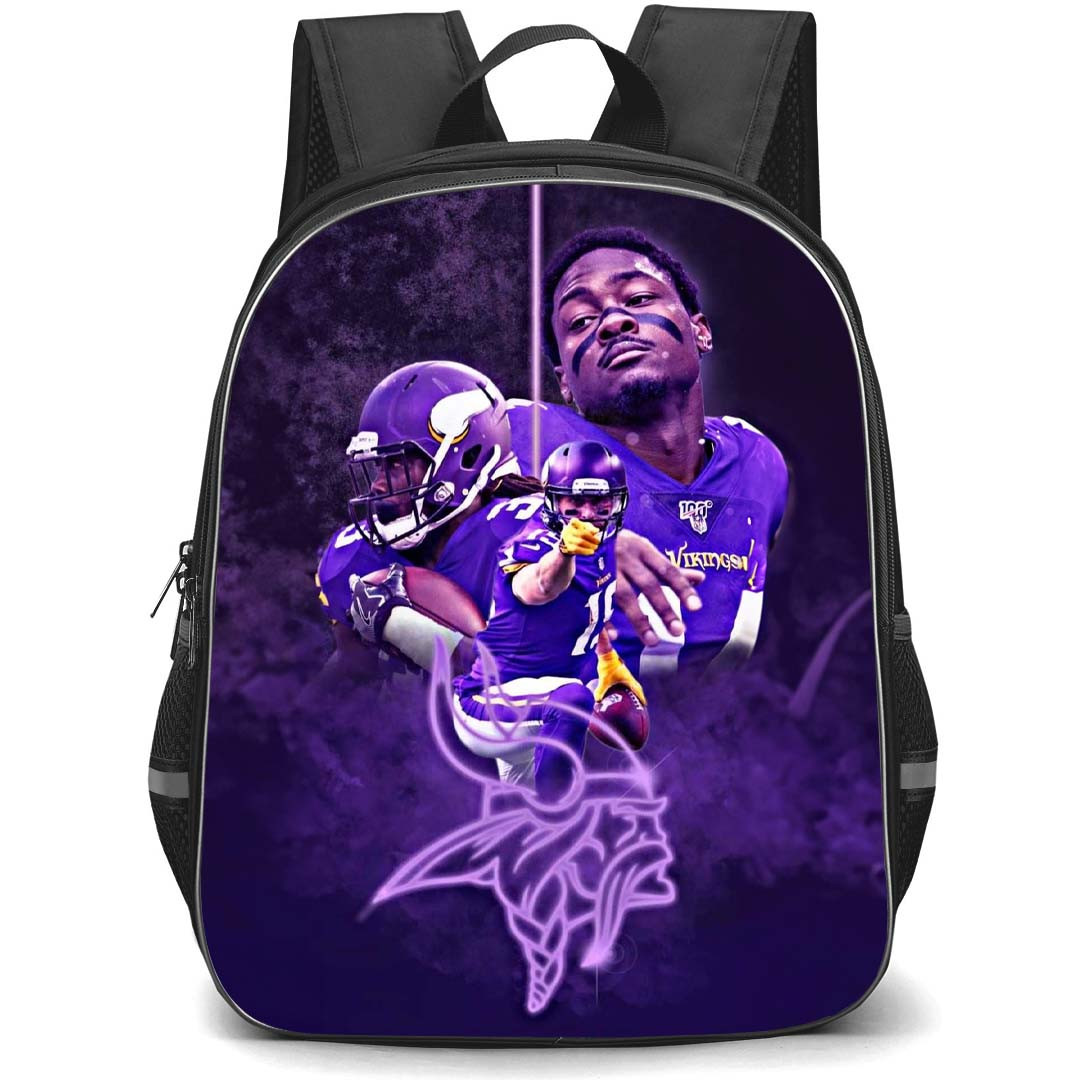 NFL Stefon Diggs Backpack StudentPack - Stefon Diggs 14 Buffalo Bills Purple Neon Poster
