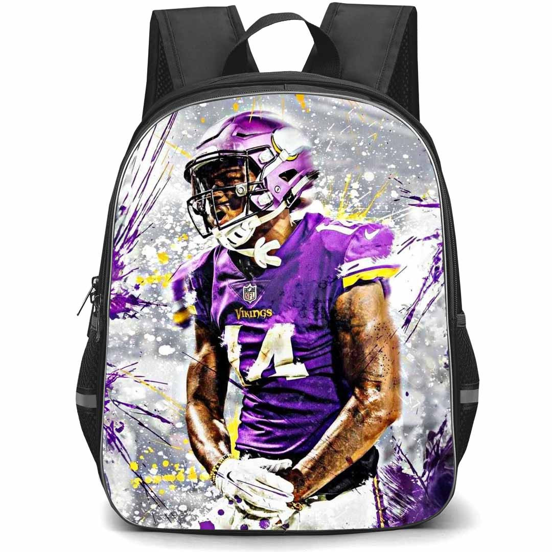 NFL Stefon Diggs Backpack StudentPack - Stefon Diggs 14 Minnesota Vikings Side Portrait Graphic Art