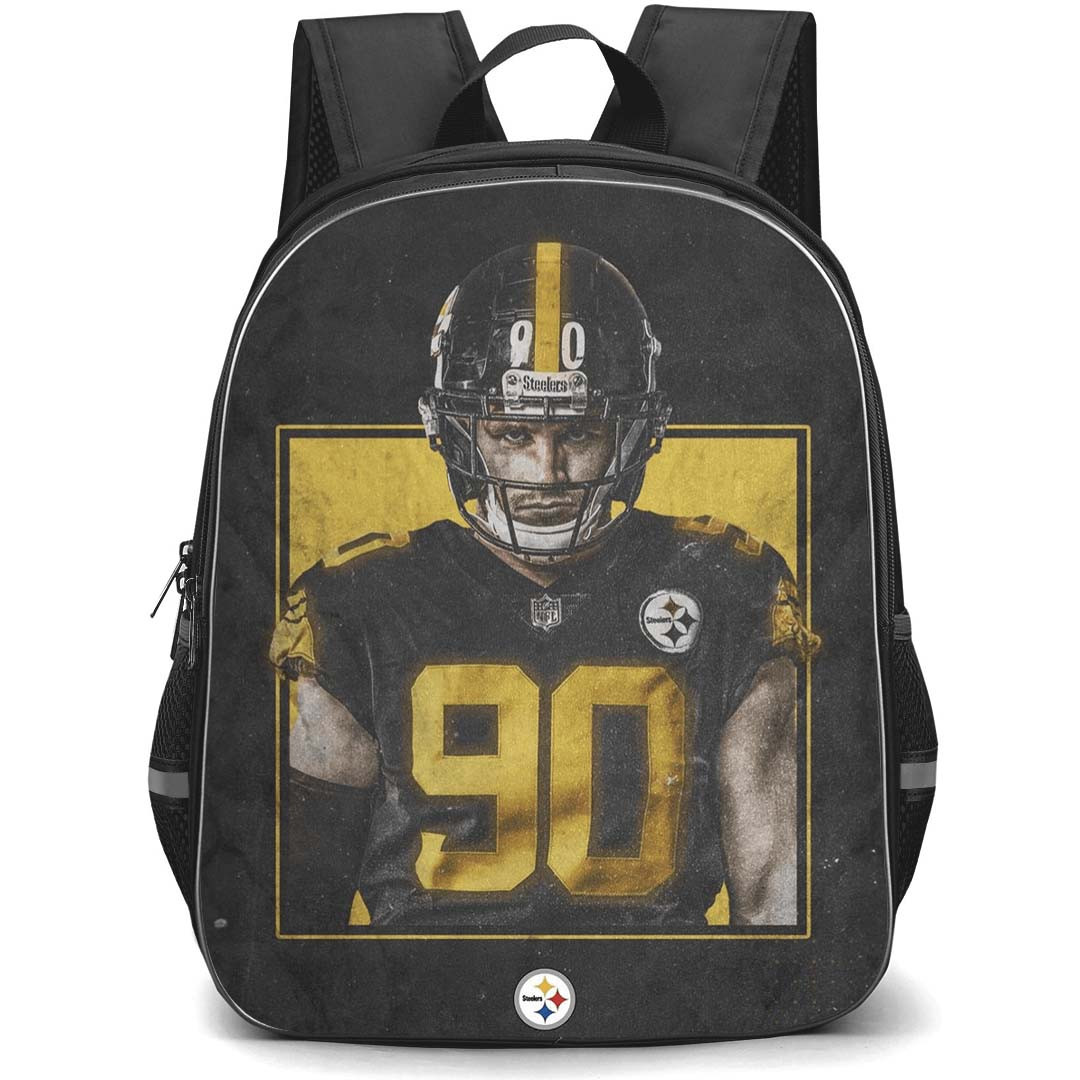 NFL T.J. Watt Backpack StudentPack - T.J. Watt 90 Pittsburgh Steelers Portrait On Dark Background