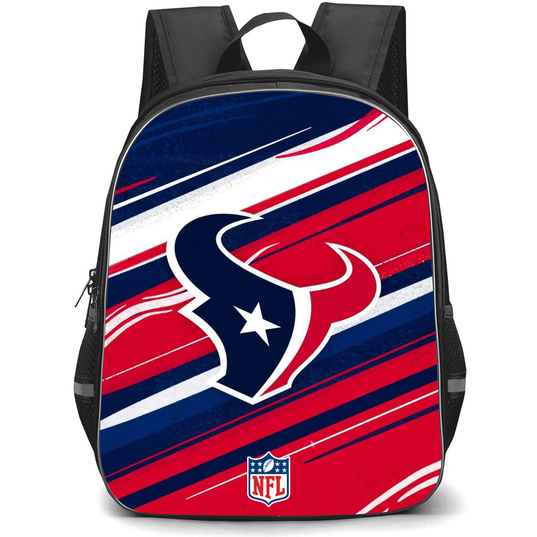 NFL Houston Texans Backpack StudentPack - Houston Texans Logo Icon On Red Blue White Background