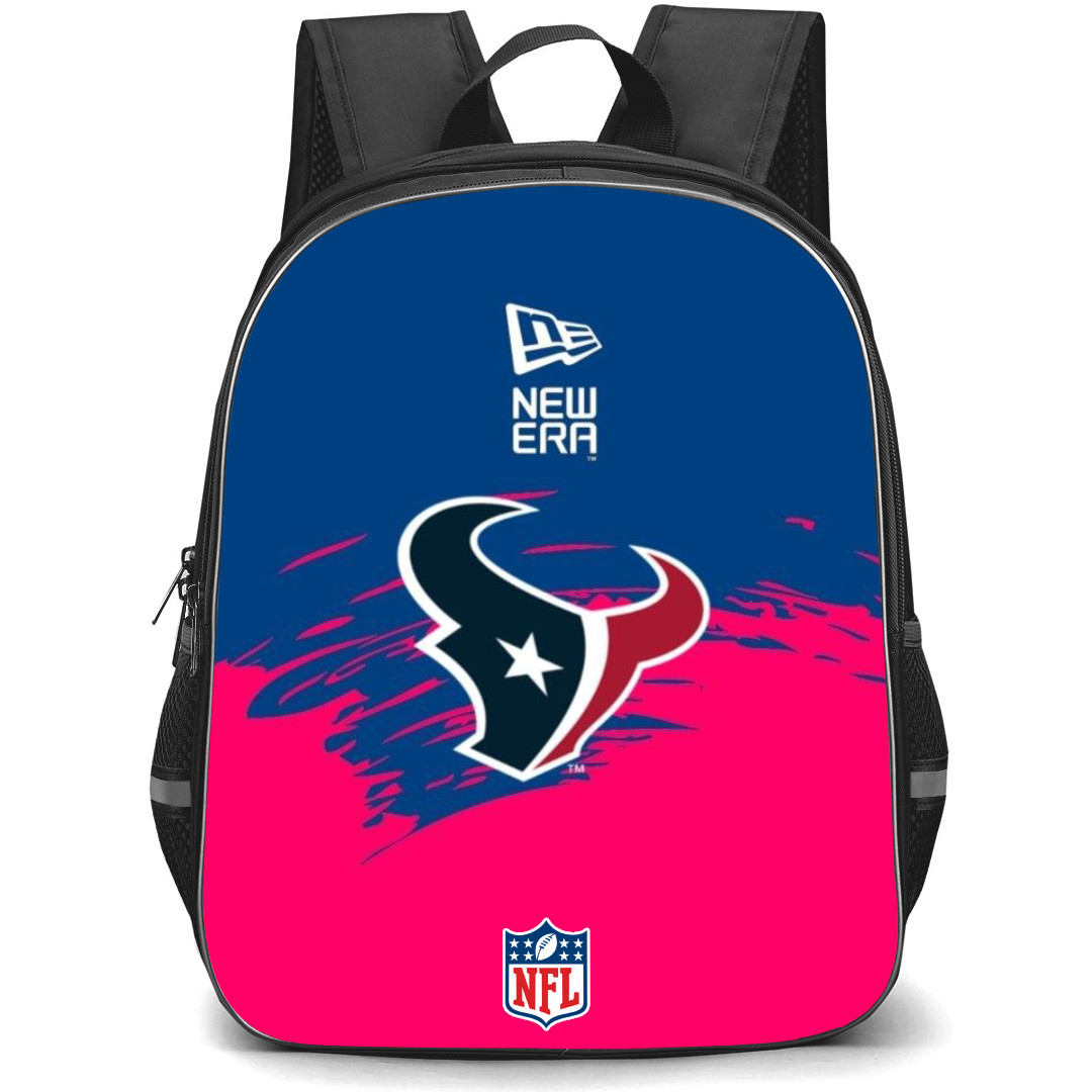 NFL Houston Texans Backpack StudentPack - Houston Texans New Era Logo On Pink Blue Background
