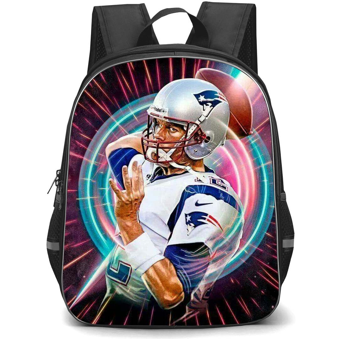 NFL Tom Brady Backpack StudentPack - Tom Brady 12 Tampa Bay Buccaneers Forward Pass On Graphic Art