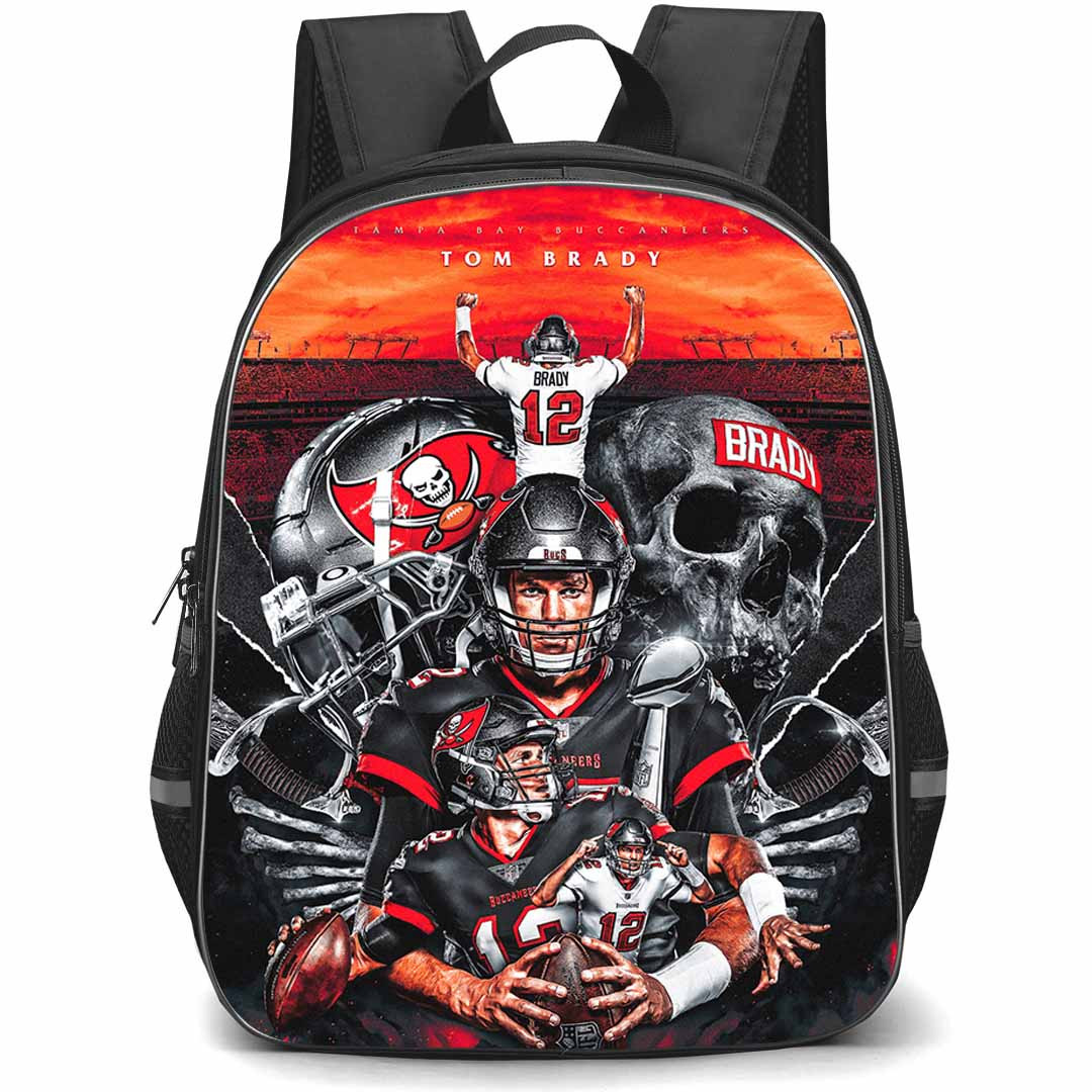 NFL Tom Brady Backpack StudentPack - Tom Brady 12 Tampa Bay Buccaneers Grayscale Graphic Art Poster