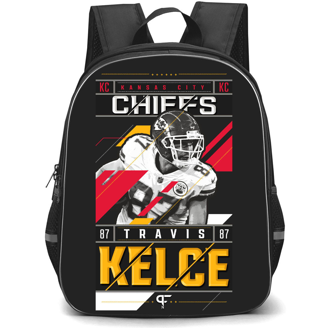 NFL Travis Kelce Backpack StudentPack - Travis Kelce 87 Kansas City Chiefs Poster Grayscale On Black Background