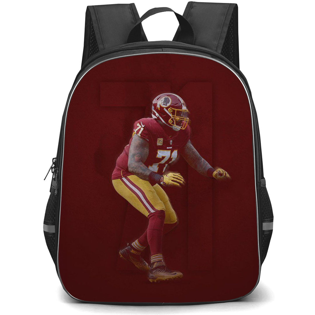 NFL Trent Williams Backpack StudentPack - Trent Williams 71 San Francisco 49ers Defensive Position On Red Background