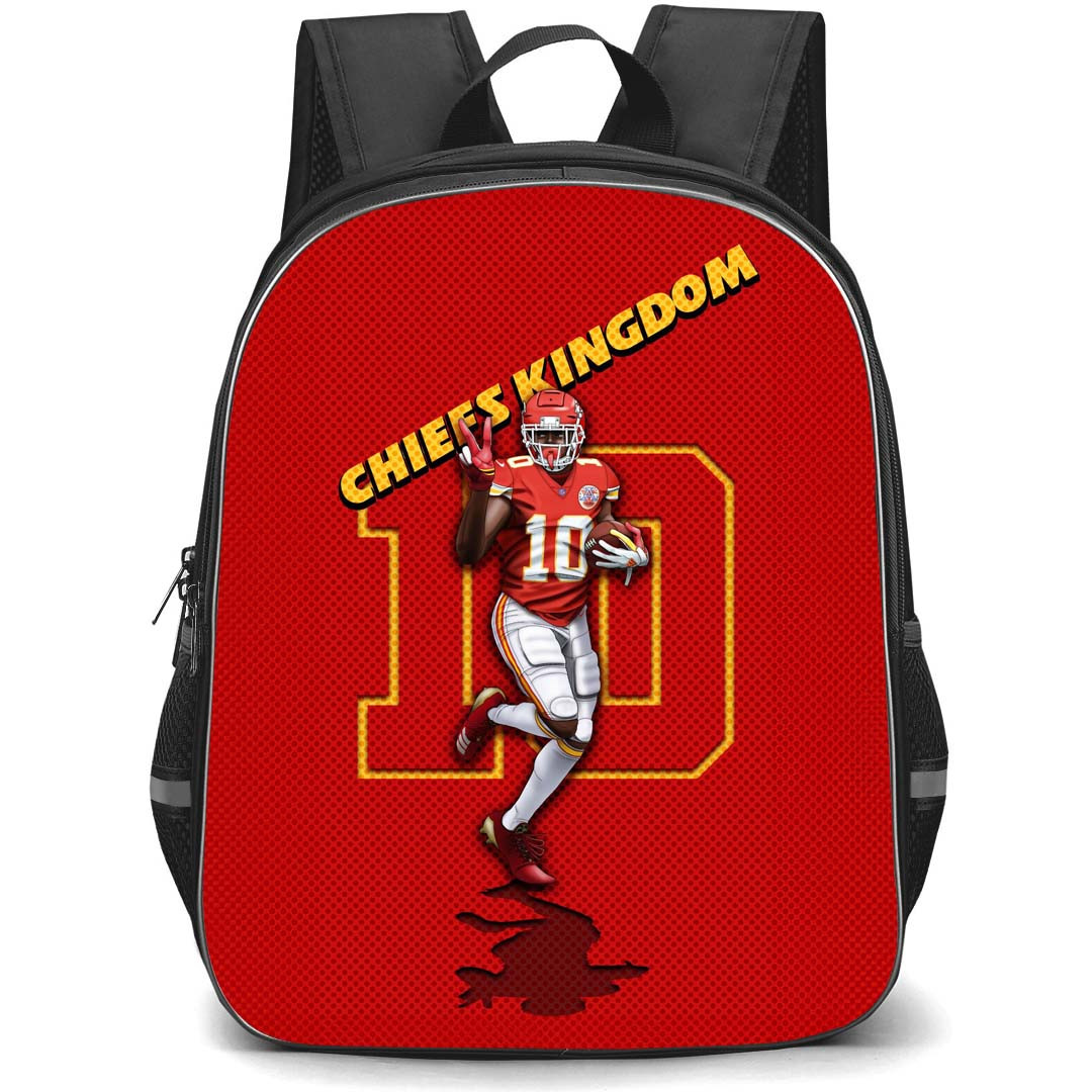 NFL Tyreek Hill Backpack StudentPack - Tyreek Hill 10 Kansas City Chiefs Kingdom Signature Sign On Red Backbround