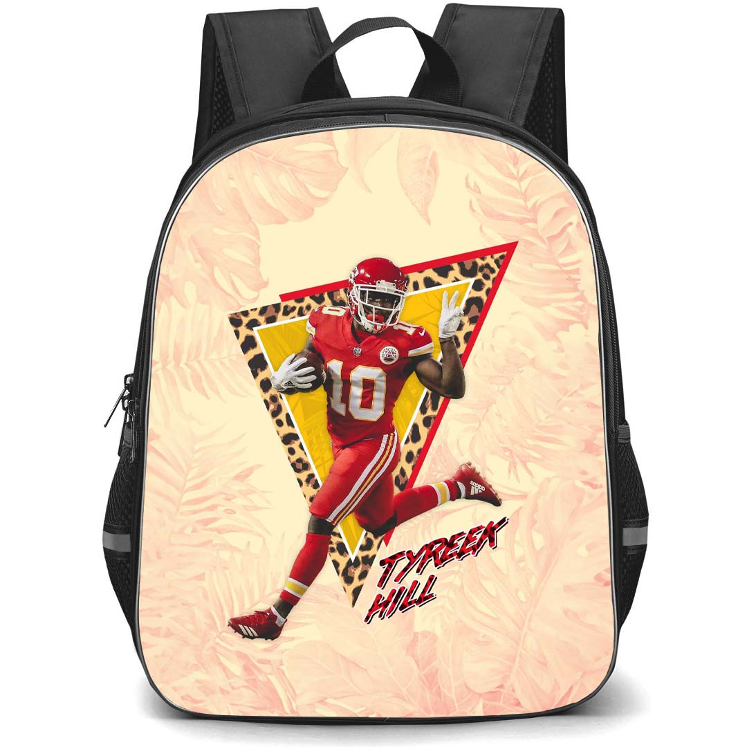 NFL Tyreek Hill Backpack StudentPack - Tyreek Hill 10 Miami Dolphins Signature Celebration On Beige Background