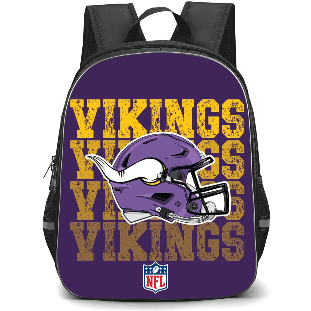 NFL Minnesota Vikings Backpack StudentPack - Minnesota Vikings Helmet On WordArt Purple Background