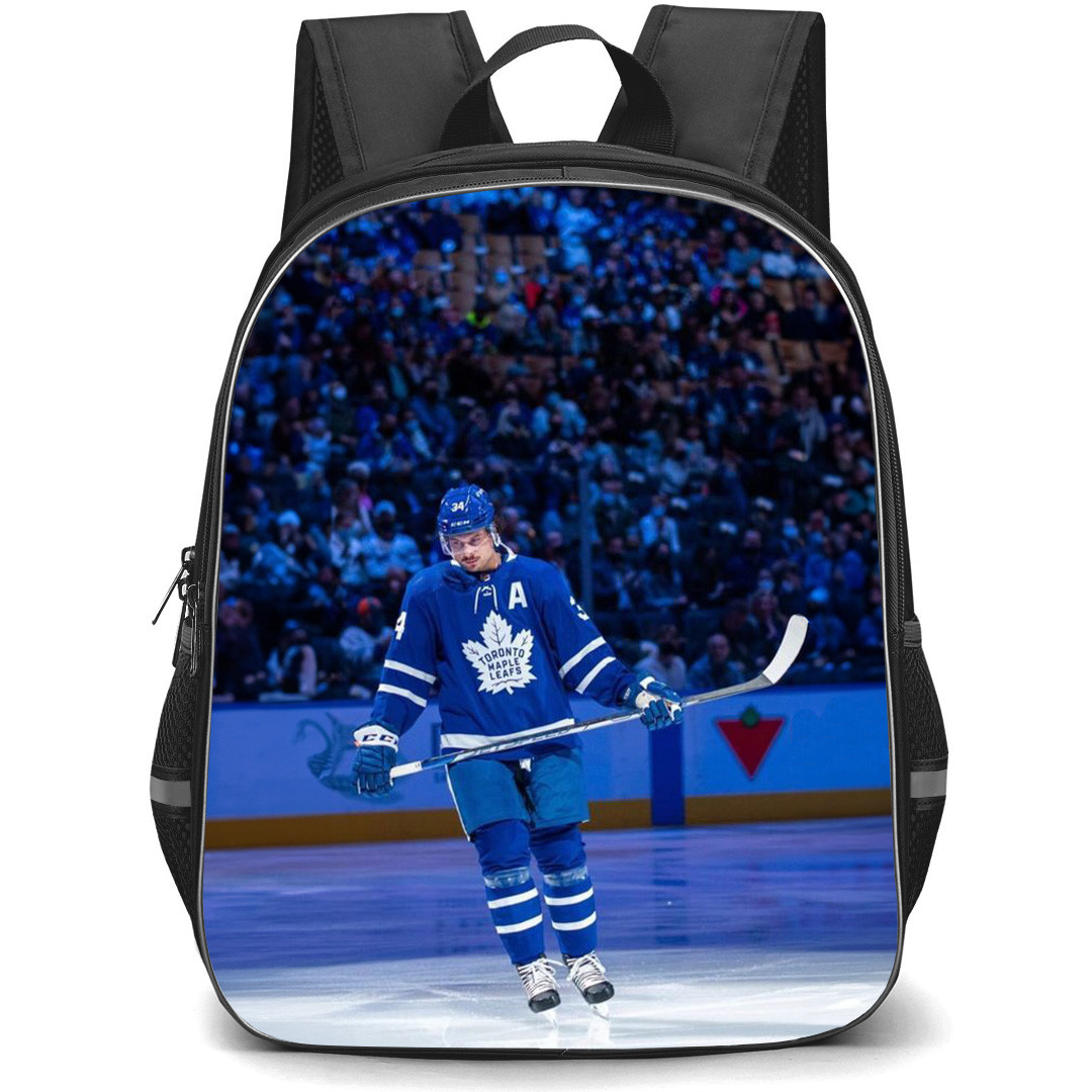 NHL Auston Matthews Backpack School Bag StudentPack - Auston Matthews Toronto Maple Leafs Ice Rink Spotlight Portrait Poster