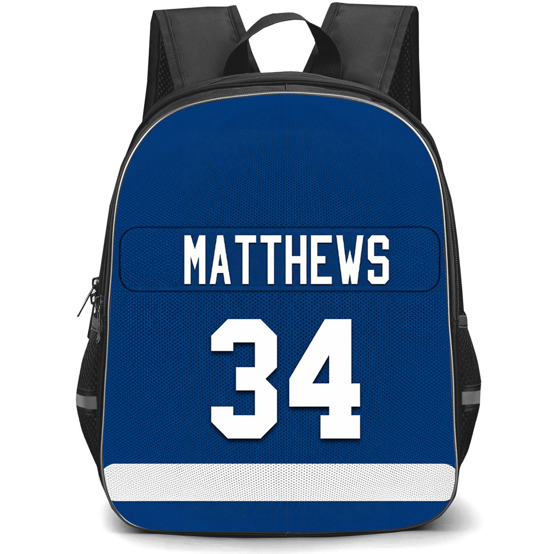 NHL Auston Matthews Backpack School Bag StudentPack - Auston Matthews Toronto Maple Leafs Jersey Number 34 Minimal Design Poster