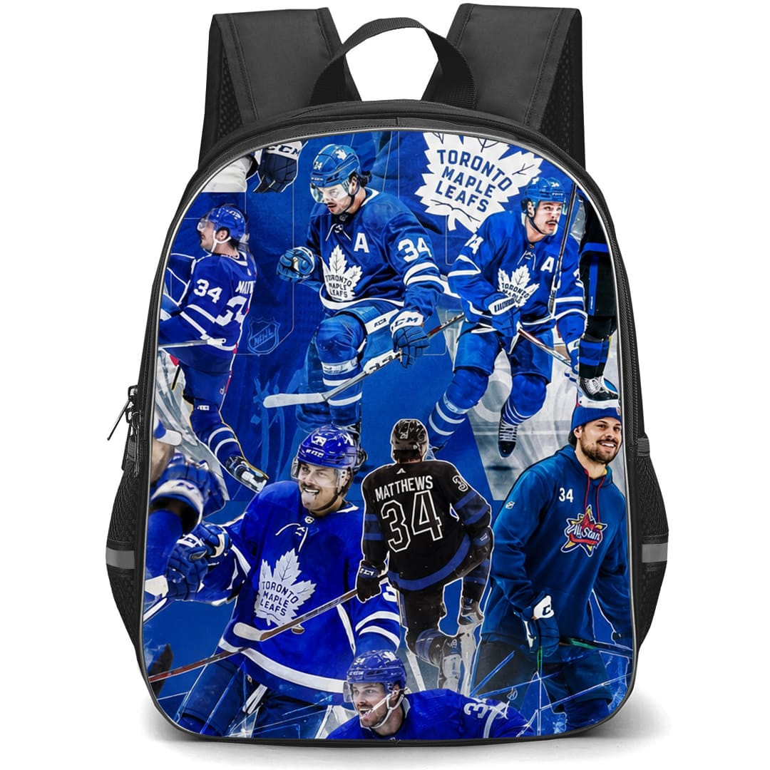 NHL Auston Matthews Backpack School Bag StudentPack - Auston Matthews Toronto Maple Leafs Multi Pose Collage Poster
