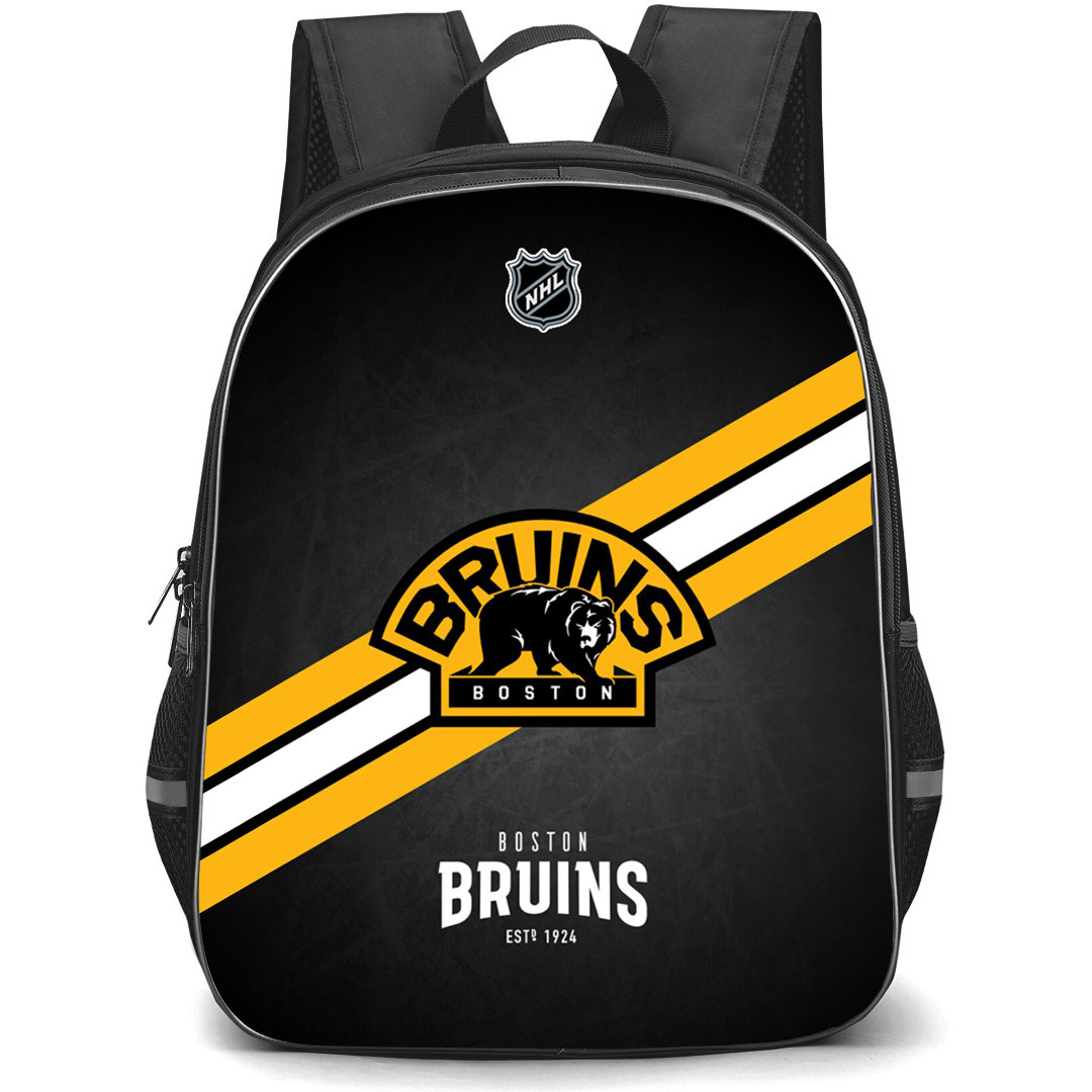 NHL Boston Bruins Backpack StudentPack - Team 2008 Logo Stripe On Black Background
