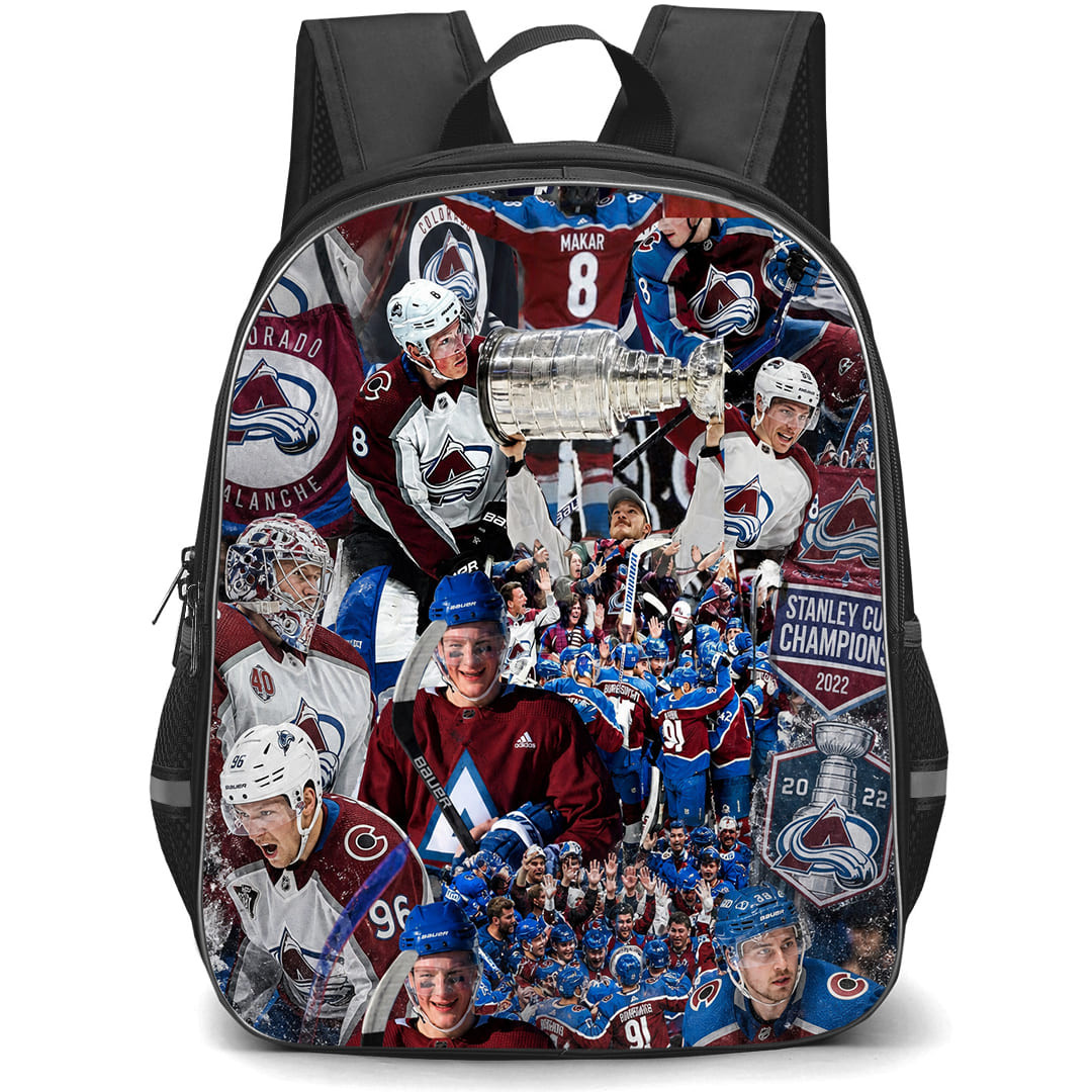 NHL Cale Makar Backpack School Bag StudentPack - Cale Makar Colorado Avalanche Championship Collage Poster