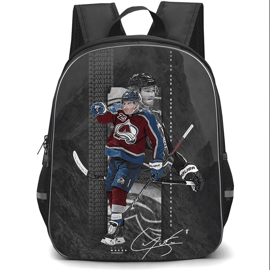 NHL Cale Makar Backpack School Bag StudentPack - Cale Makar Colorado Avalanche Dark Aesthetic Playoff Art Poster