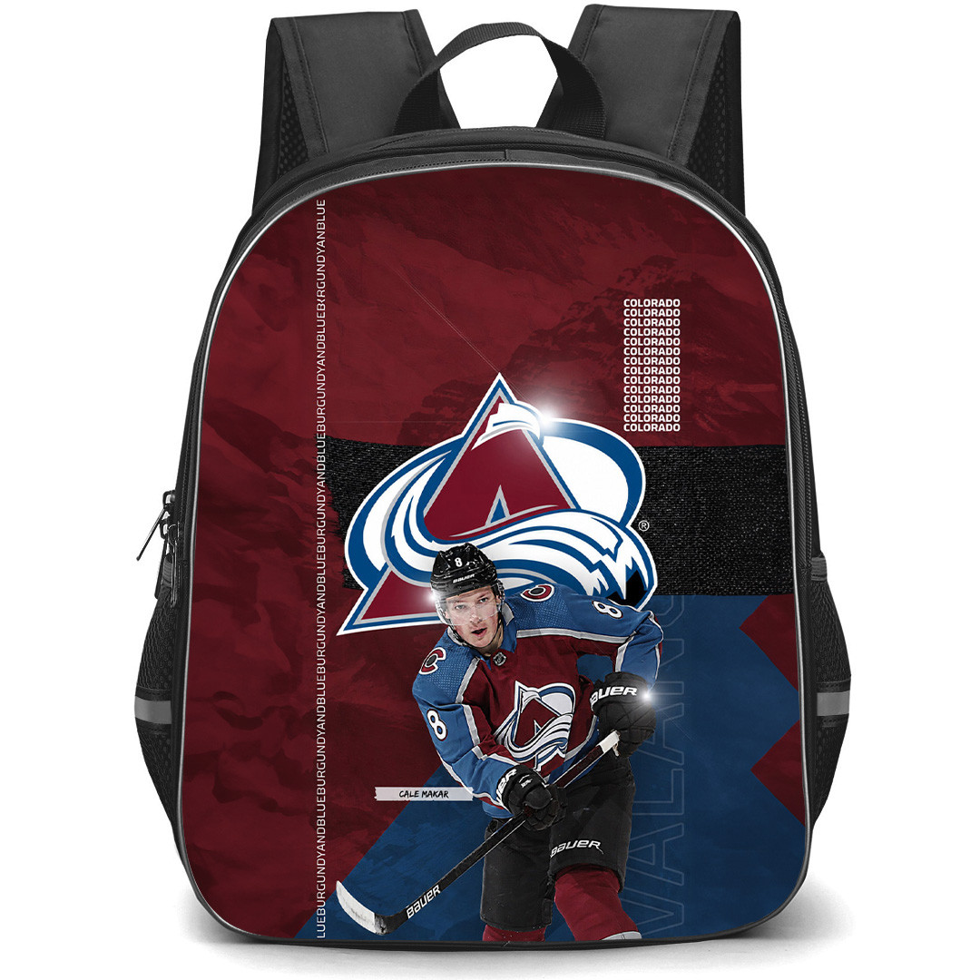 NHL Cale Makar Backpack School Bag StudentPack - Cale Makar Colorado Avalanche Logo Action Poster