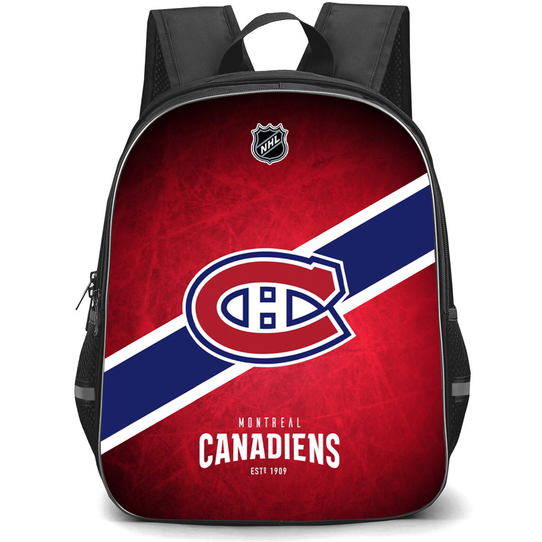 NHL Montreal Canadiens Backpack StudentPack - Team Logo Stripe On Red Background