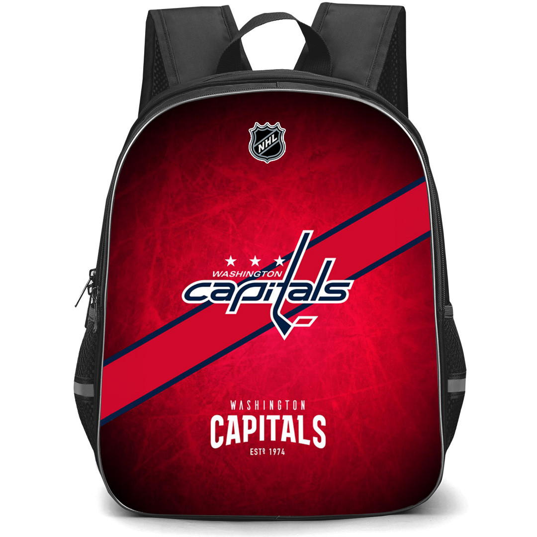 NHL Washington Capitals Backpack StudentPack - Team Logo Stripe On Red Background