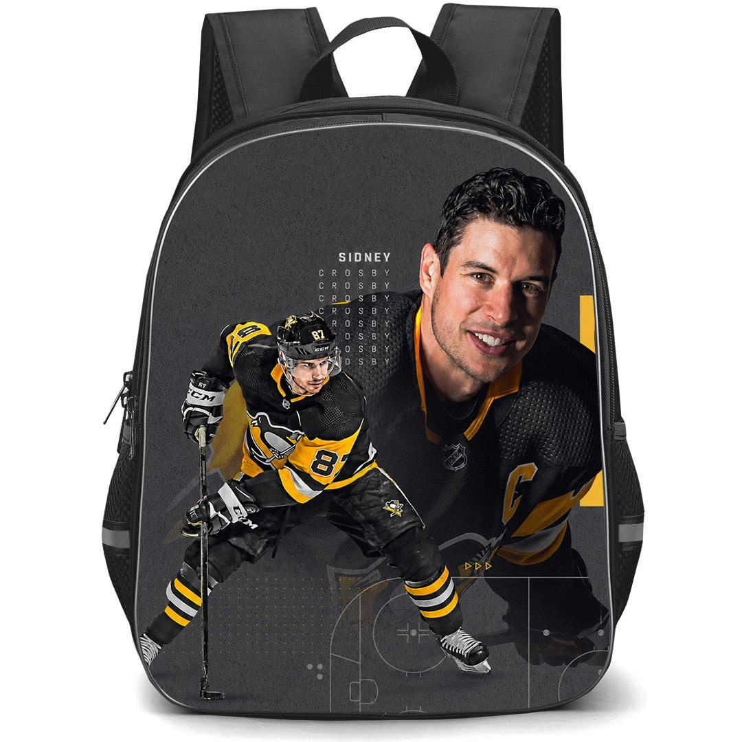 NHL Sidney Crosby Backpack School Bag StudentPack - Sidney Crosby Pittsburgh Penguins Skating Action Pose And Smiling Portrait Poster