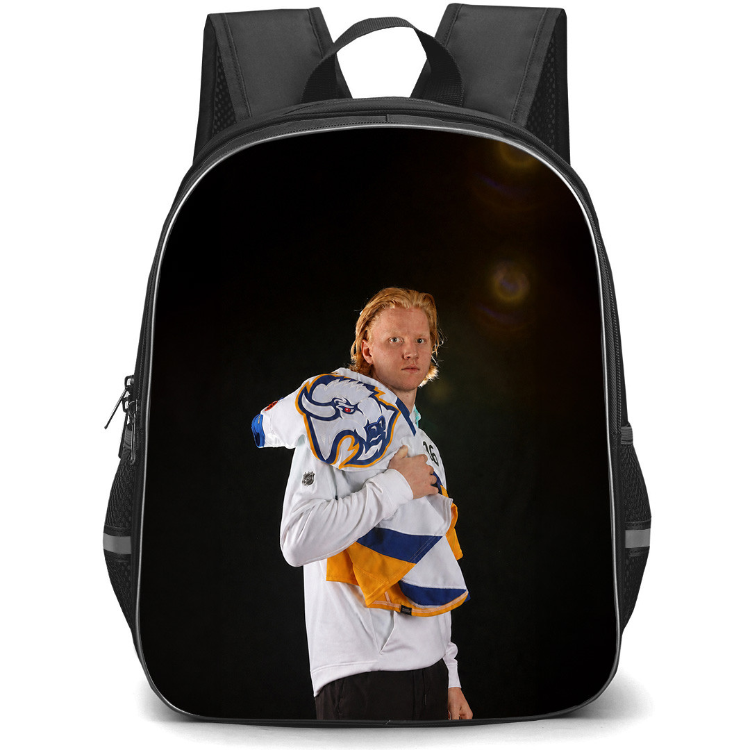 NHL Rasmus Dahlin Backpack School Bag StudentPack - Rasmus Dahlin Buffalo Sabres Portrait On Dark Background