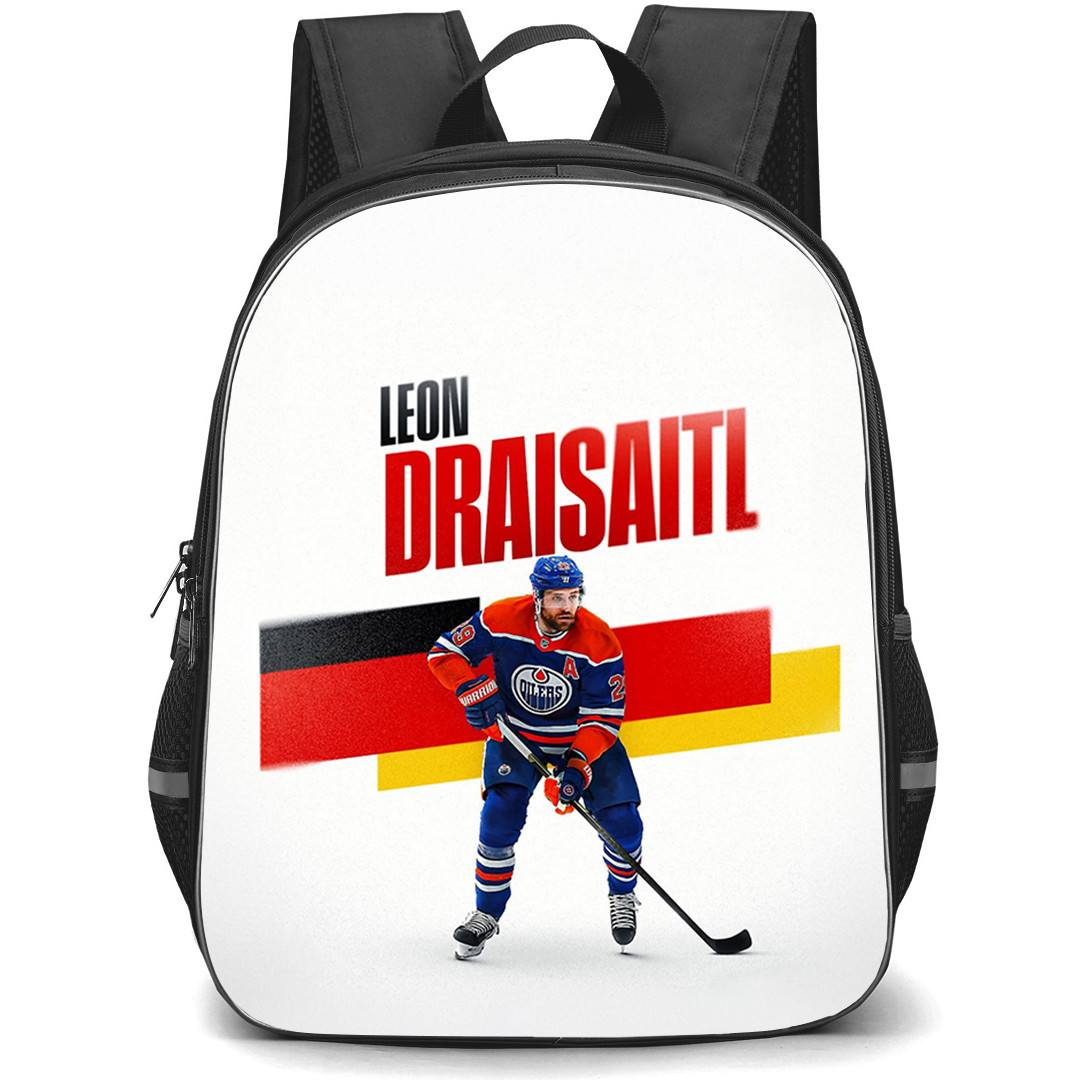 NHL Leon Draisaitl Backpack School Bag StudentPack - Leon Draisaitl Edmonton Oilers Clean Typography Poster