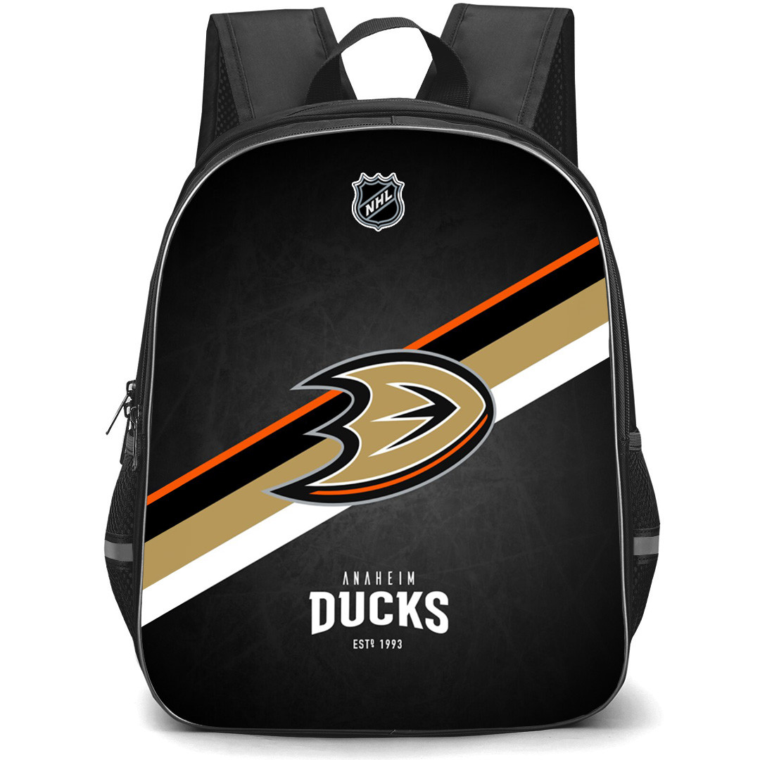 NHL Anaheim Ducks Backpack StudentPack - Team Logo Stripe On Black Background